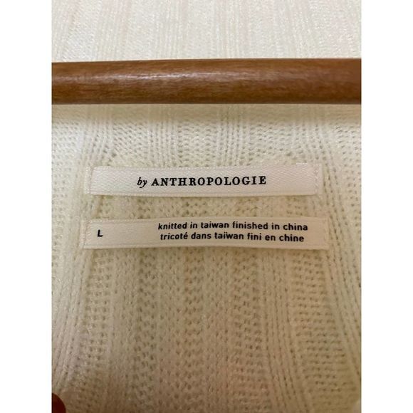Anthropologie | Mock Turtleneck Cable Knit Cream Sweater Size L - Picture 3 of 7